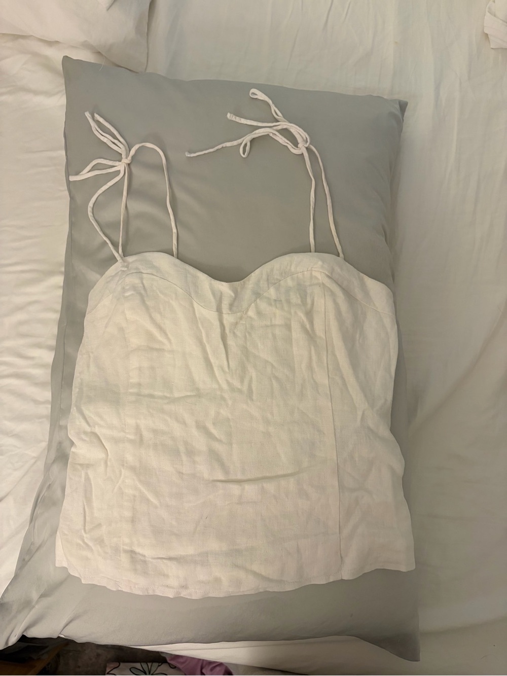 Abercrombie & Fitch White Linen Tie-Shoulder Cami